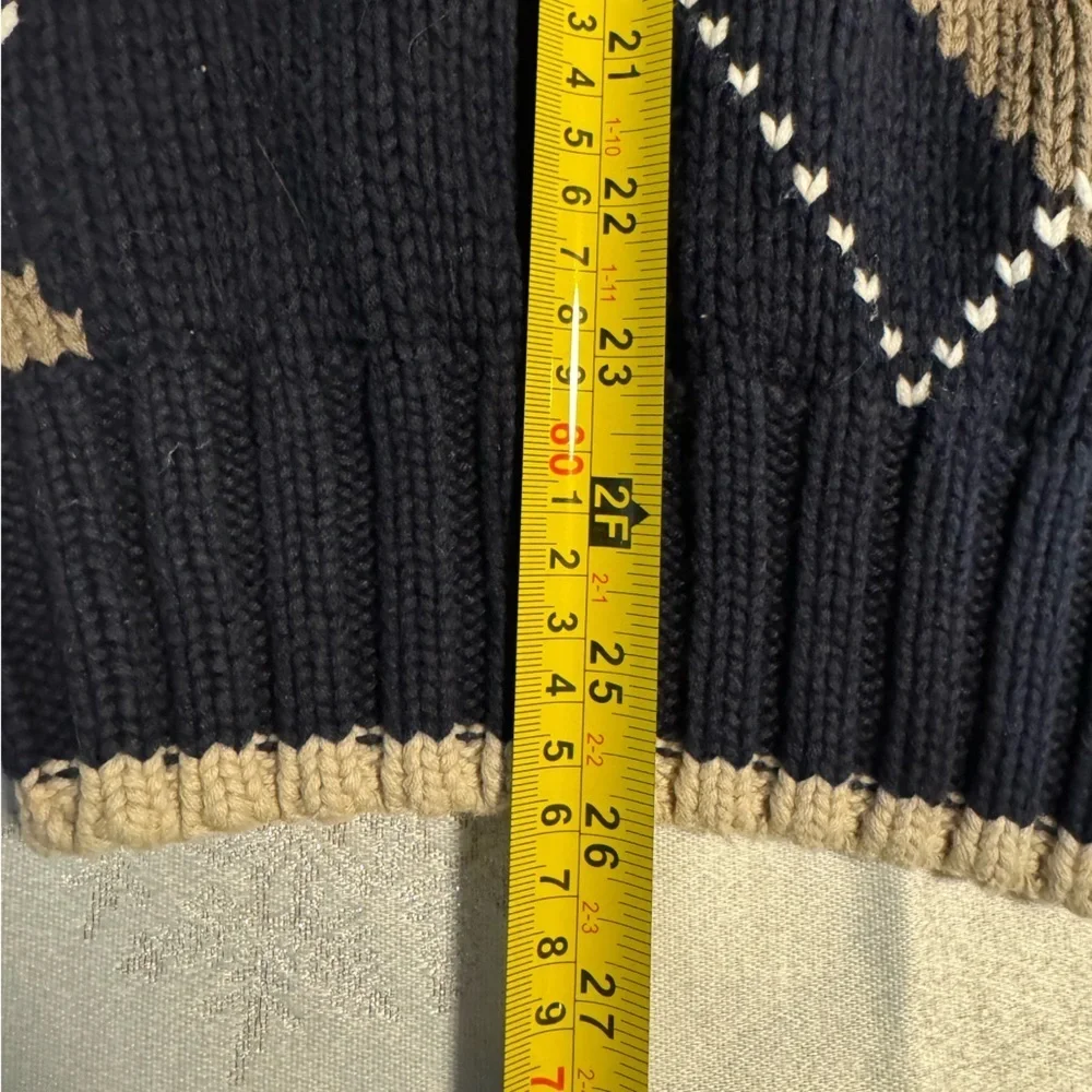 90’s Argyle Crewneck Sweater Woods & Gray Preppy Cotton Navy Beige Grandpa VTG